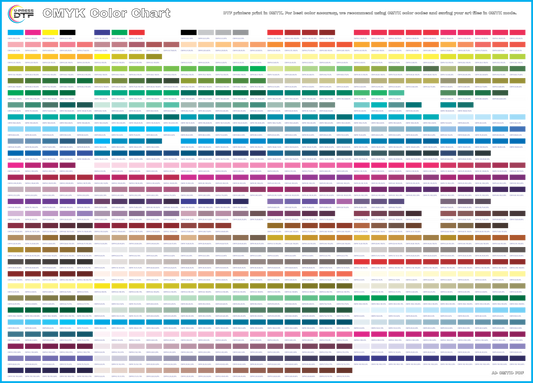 DTF CMYK Color Chart Transfer